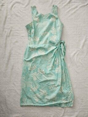 PATAGONIA PATALOHA 100% Organic Cotton Aqua Tropical Midi Sun Dress Size 4